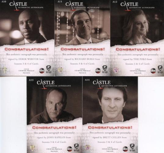 Castle Seasons 3 & 4 Autograph Card Set A01 thru A14 Cryptozoic 2014   - TvMovieCards.com