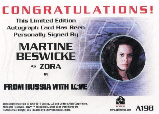 James Bond 50th Anniversary Series One Martine Beswicke Autograph Card A198   - TvMovieCards.com