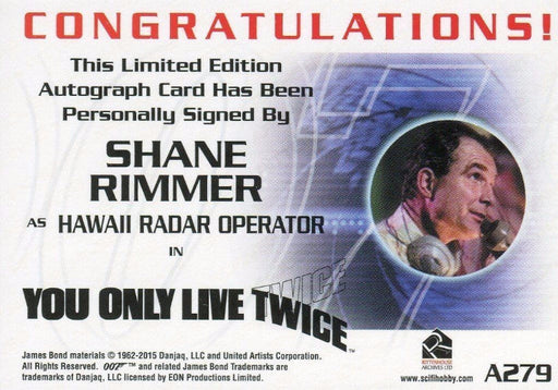 James Bond Archives 2015 Edition Shane Rimmer Autograph Card A279   - TvMovieCards.com