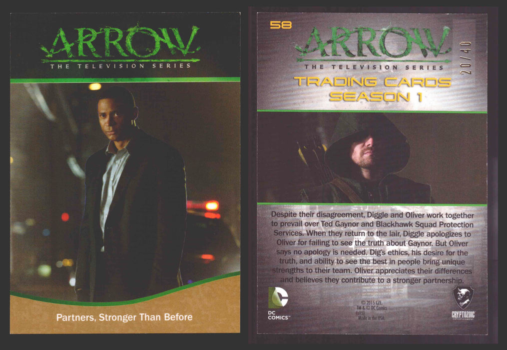 Arrow Season 1 Gold Parallel Base Trading Card You Pick Singles #1-95 xx/40 #	  58   Partners Stronger Than Before  - TvMovieCards.com