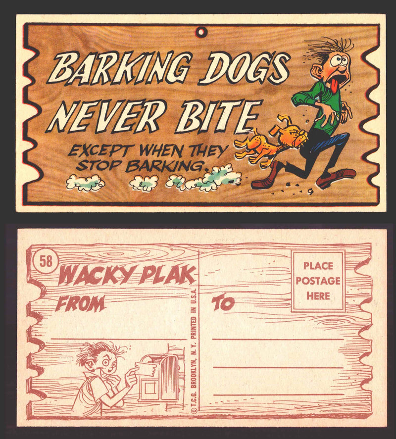 Wacky Plaks 1959 Topps Vintage Trading Cards You Pick Singles #1-88 #	 58   Barking dogs never bite - except when they stop barking  - TvMovieCards.com
