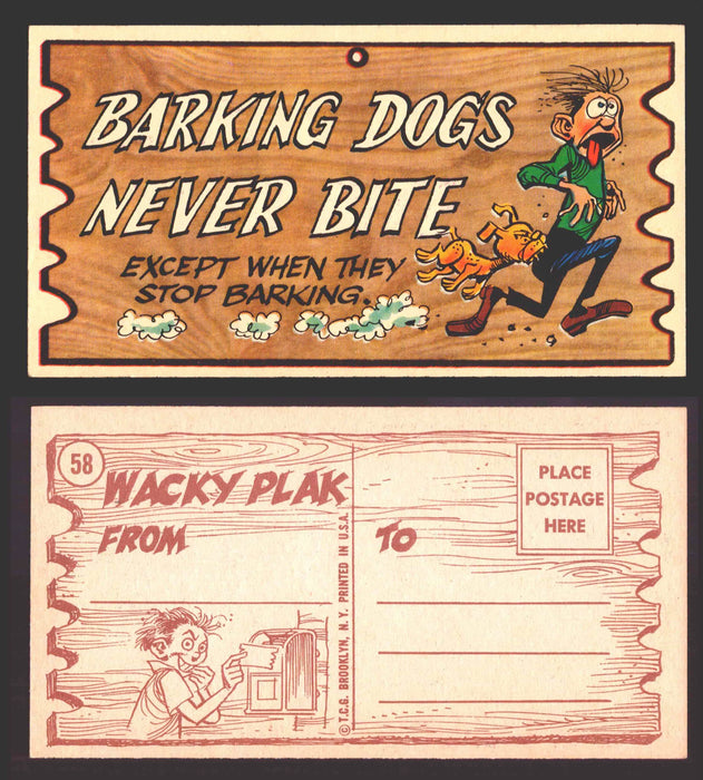 Wacky Plaks 1959 Topps Vintage Trading Cards You Pick Singles #1-88 #	 58   Barking dogs never bite - except when they stop barking  - TvMovieCards.com