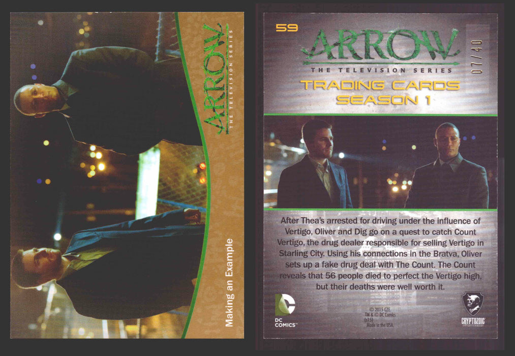 Arrow Season 1 Gold Parallel Base Trading Card You Pick Singles #1-95 xx/40 #	  59   Making an Example  - TvMovieCards.com