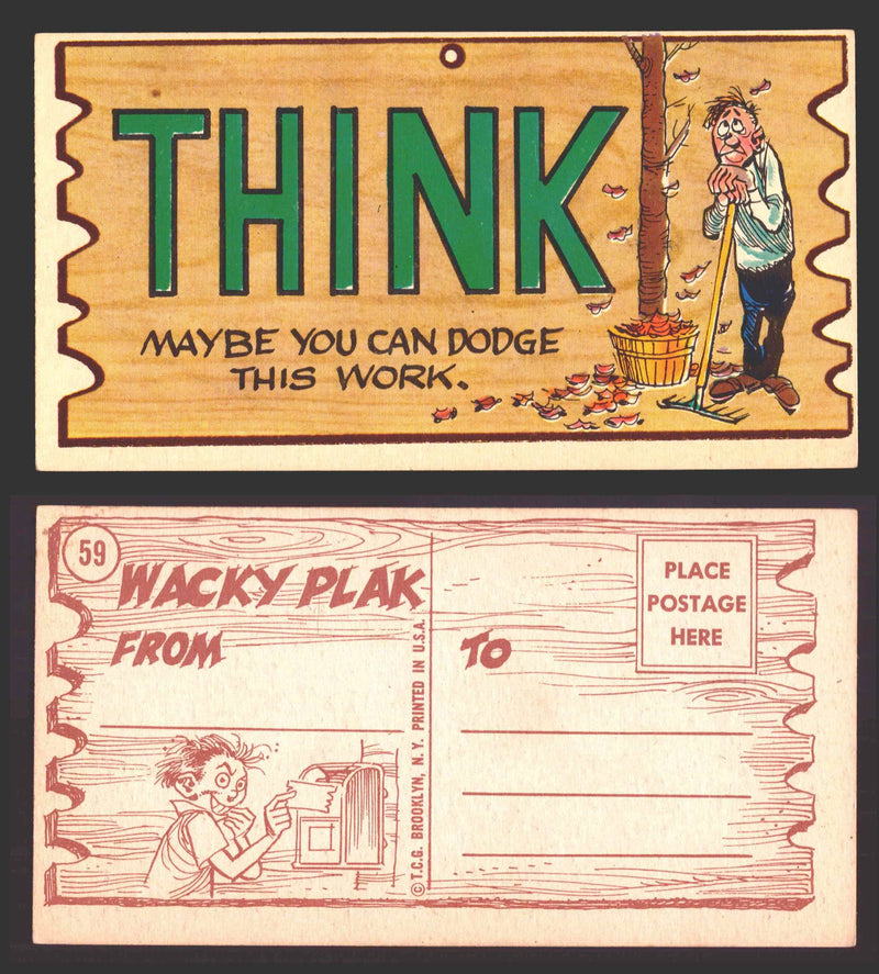 Wacky Plaks 1959 Topps Vintage Trading Cards You Pick Singles #1-88 #	 59   Think - Maybe you can dodge this work  - TvMovieCards.com