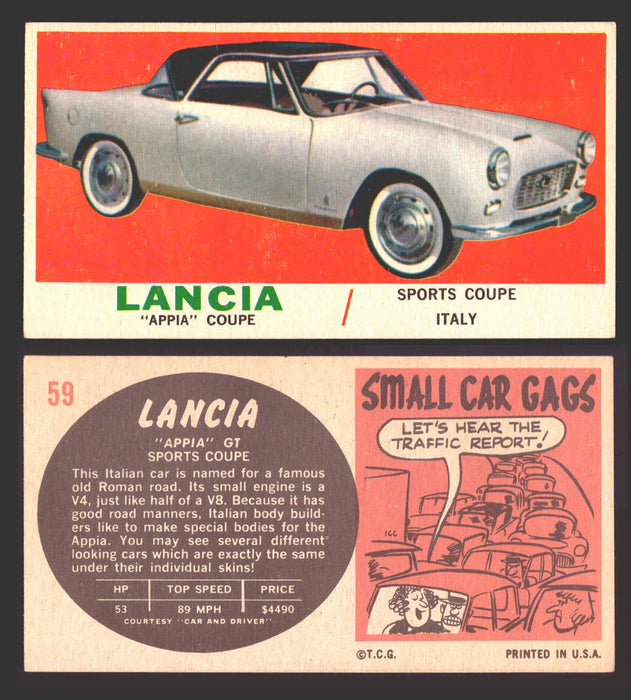 1961 Topps Sports Cars (White Back) Vintage Trading Cards #1-#66 You Pick Singles #59   Lancia "Appia" Coupe  - TvMovieCards.com