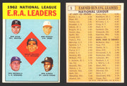 1963 Topps Baseball Trading Card You Pick Singles #1-#99 VG/EX #	5 1962 NL ERA Leaders - Sandy Koufax / Bob Shaw / Bob Purkey / Don Drysdale / Bob Gibson  - TvMovieCards.com