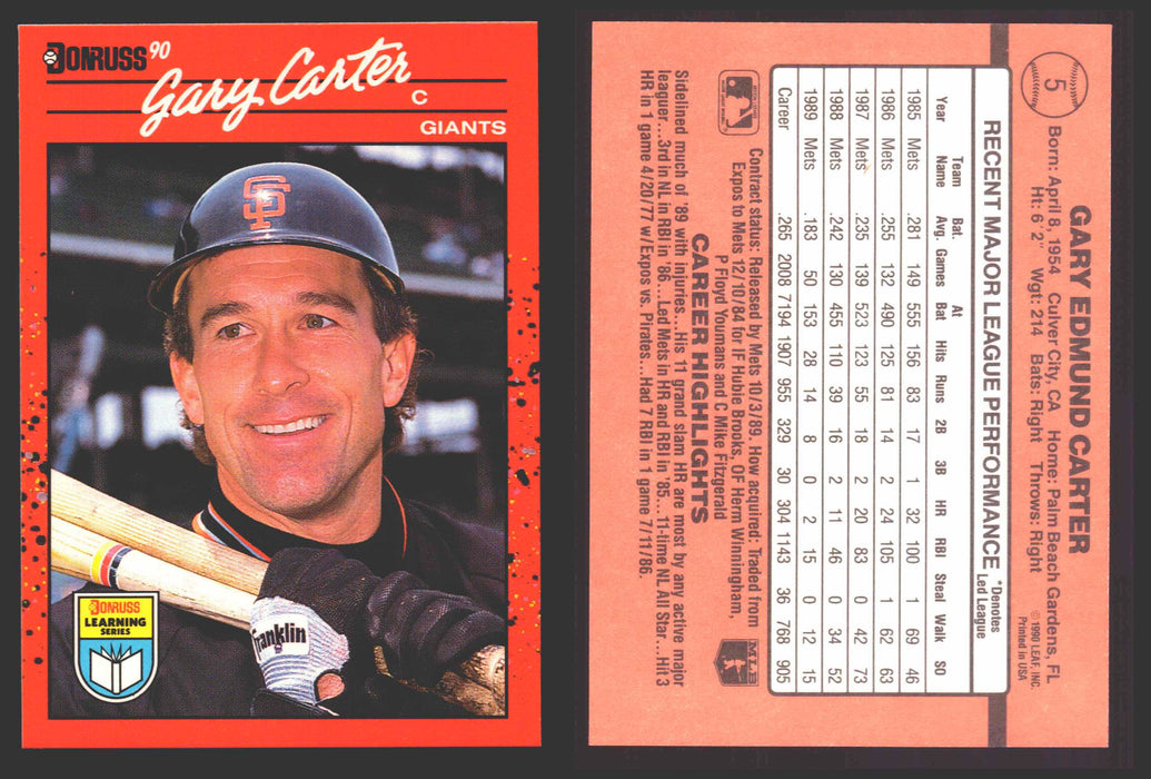 1990 Donruss Baseball Learning Series Trading Card You Pick Singles #1-55 #	5 Gary Carter  - TvMovieCards.com