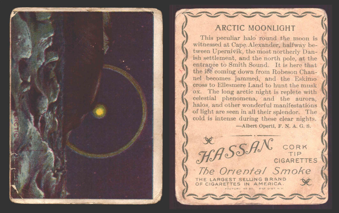 1910 T30 Hassan Tobacco Cigarettes Arctic Scenes Vintage Trading Cards Singles #5 Arctic Moonlight  - TvMovieCards.com