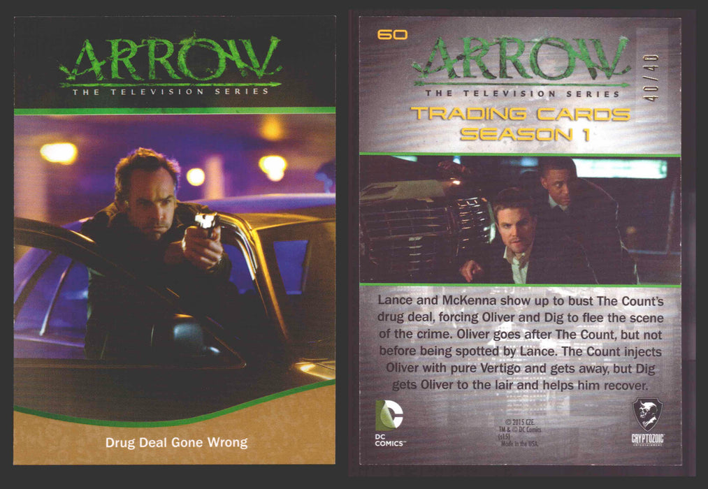 Arrow Season 1 Gold Parallel Base Trading Card You Pick Singles #1-95 xx/40 #	  60   Drug Deal Gone Wrong  - TvMovieCards.com