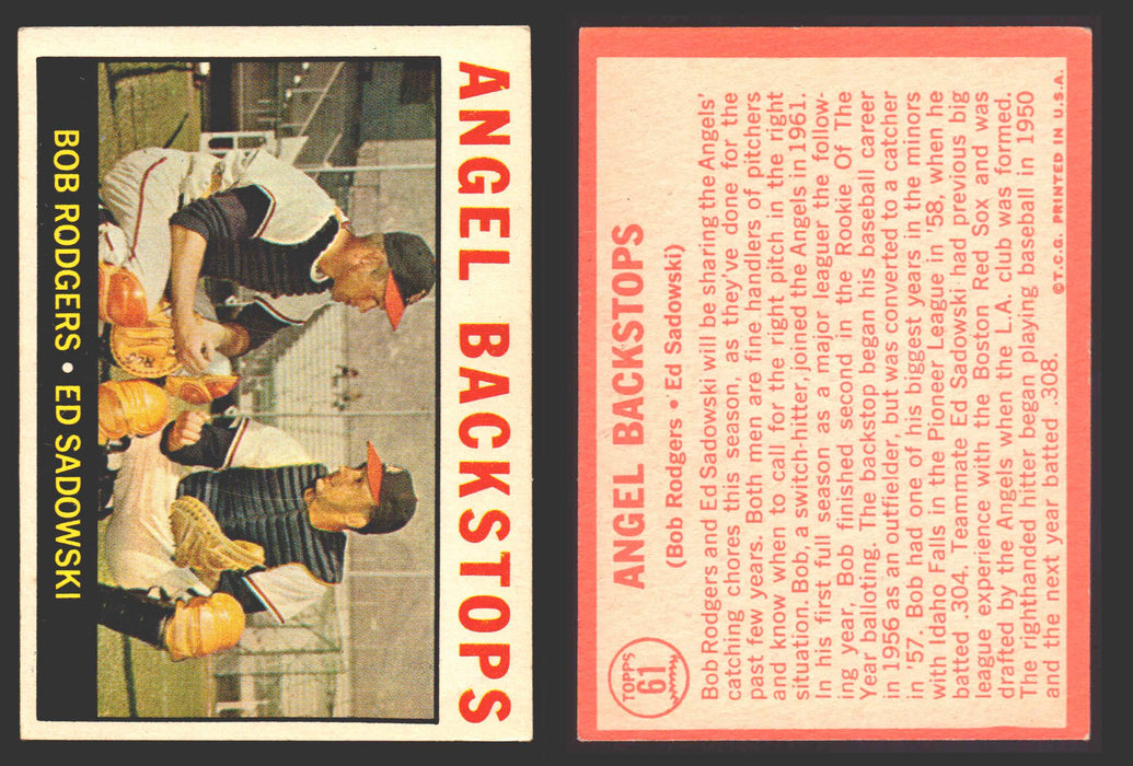 1964 Topps Baseball Trading Card You Pick Singles #1-#99 VG/EX #	61 Angels Backstops - Bob Rodgers / Ed Sadowski  - TvMovieCards.com
