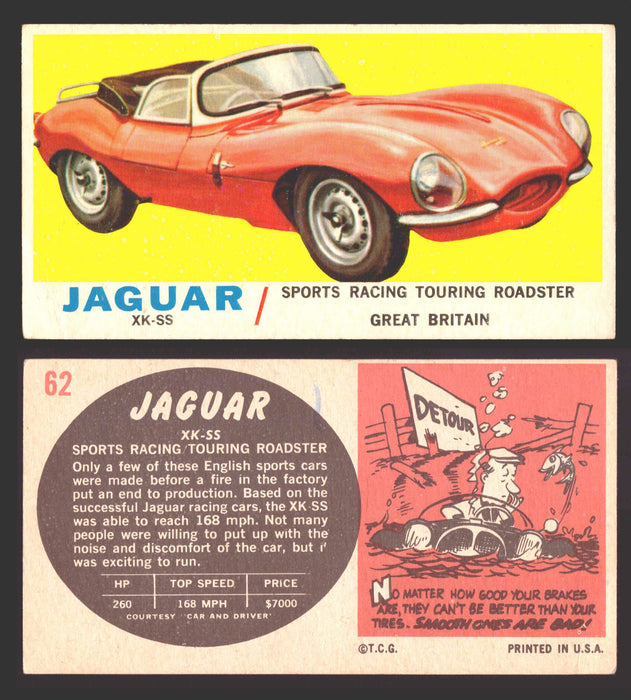 1961 Topps Sports Cars (White Back) Vintage Trading Cards #1-#66 You Pick Singles #62   Jaguar XK-SS  - TvMovieCards.com