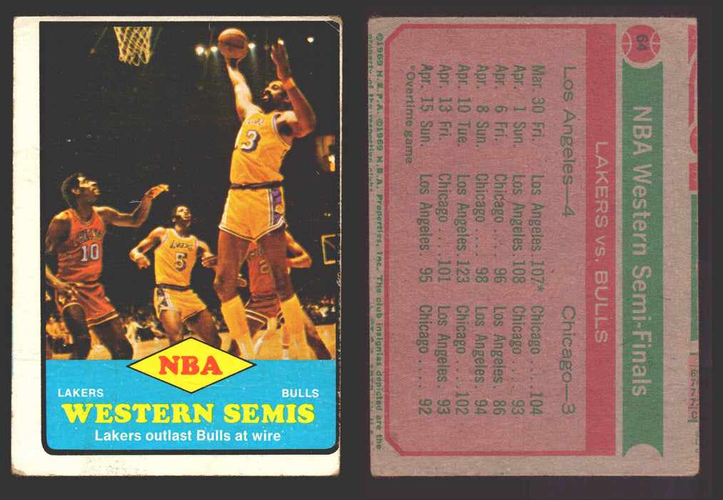 1973-74 Topps Basketball Trading Card You Pick Singles #1-#231 VG/EX #	64 Western Semis - Lakers vs Bulls  - TvMovieCards.com