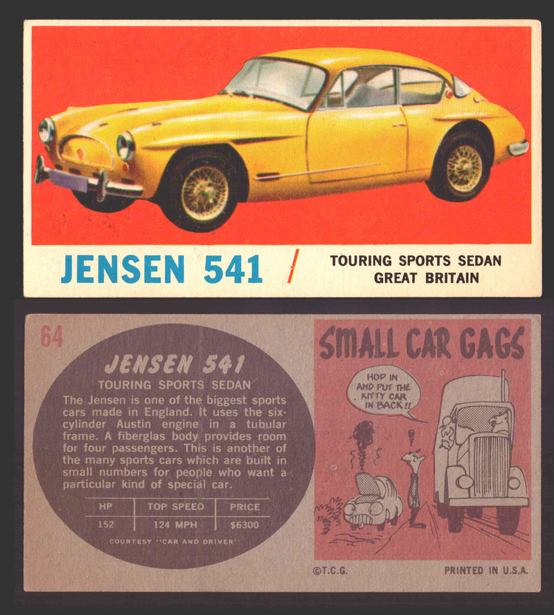 1961 Topps Sports Cars (Gray Back) Vintage Trading Cards #1-#66 You Pick Singles #64   Jensen 541  - TvMovieCards.com