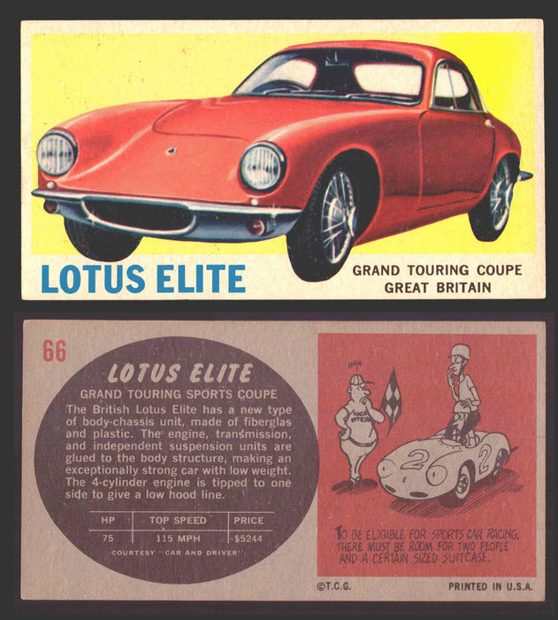 1961 Topps Sports Cars (Gray Back) Vintage Trading Cards #1-#66 You Pick Singles #66 Lotus Elite  - TvMovieCards.com