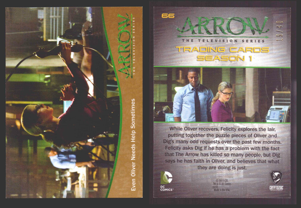 Arrow Season 1 Gold Parallel Base Trading Card You Pick Singles #1-95 xx/40 #	  66   Even Oliver Needs Help Sometimes  - TvMovieCards.com