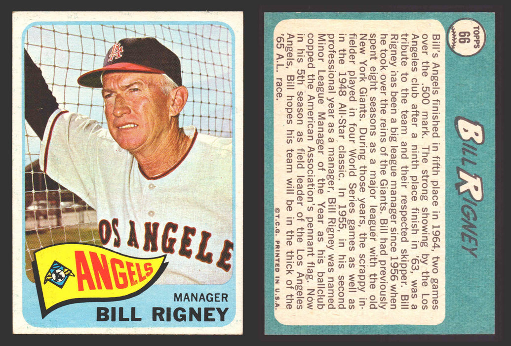 1965 Topps Baseball Trading Card You Pick Singles #1-#99 VG/EX #	66 Bill Rigney - Los Angeles Angels  - TvMovieCards.com