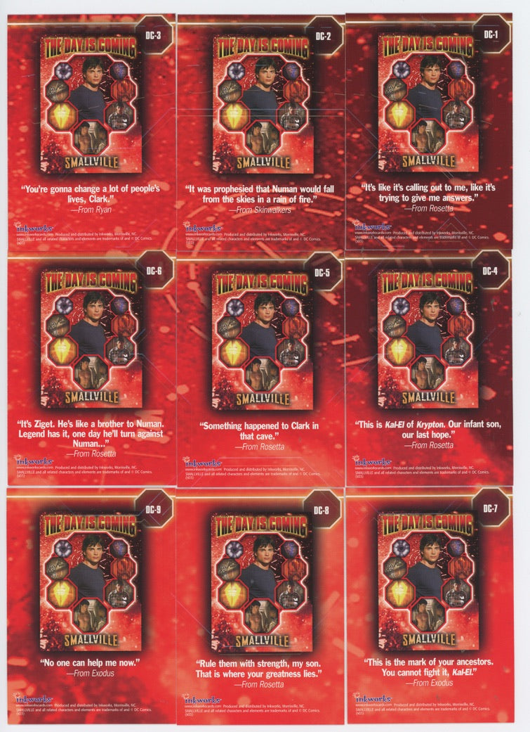 Smallville Season Two Day Is Coming Foil Puzzle Chase Card Set DC1-DC9 Inkworks   - TvMovieCards.com
