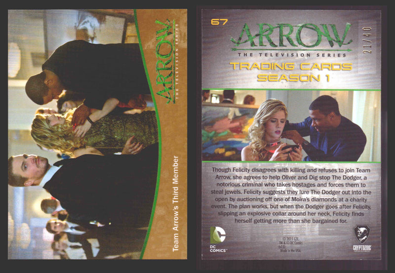 Arrow Season 1 Gold Parallel Base Trading Card You Pick Singles #1-95 xx/40 #	  67   Team Arrow's Third Member  - TvMovieCards.com