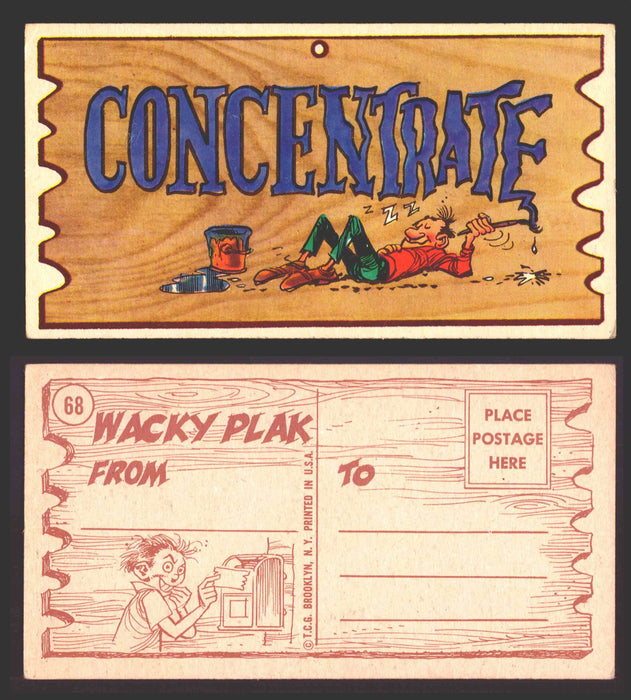 Wacky Plaks 1959 Topps Vintage Trading Cards You Pick Singles #1-88 #	 68   Concentrate  - TvMovieCards.com
