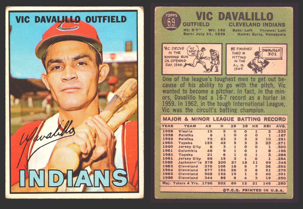 1967 Topps Baseball Trading Card You Pick Singles #1-#99 VG/EX #	69 Vic Davalillo - Cleveland Indians  - TvMovieCards.com