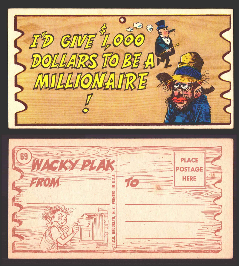 Wacky Plaks 1959 Topps Vintage Trading Cards You Pick Singles #1-88 #	 69   I'd give $1000 to be a millionaire  - TvMovieCards.com