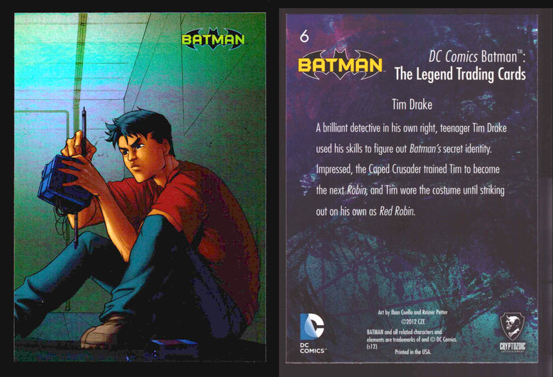 DC Comics Batman The Legend Parallel HoloFoil Base Trading Card Singles #1-63 6 Tim Drake - TvMovieCards.com