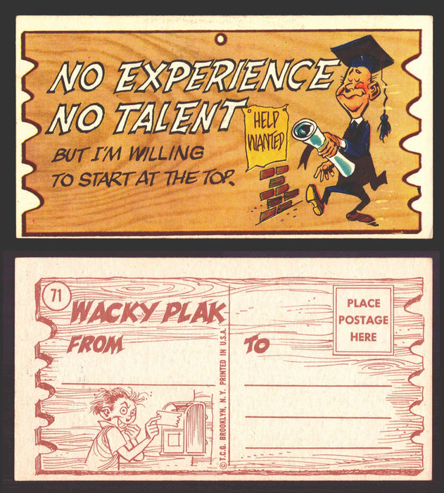 Wacky Plaks 1959 Topps Vintage Trading Cards You Pick Singles #1-88 #	 71   No experience no talent - but I'm willing to start at the top  - TvMovieCards.com