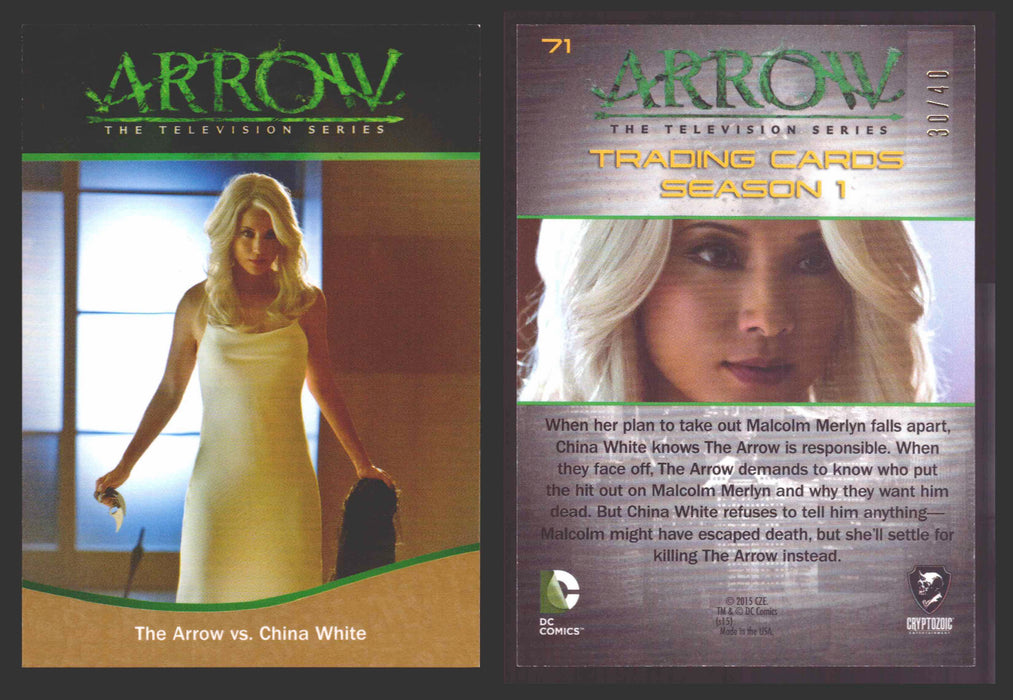 Arrow Season 1 Gold Parallel Base Trading Card You Pick Singles #1-95 xx/40 #	  71   The Arrow vs. China White  - TvMovieCards.com