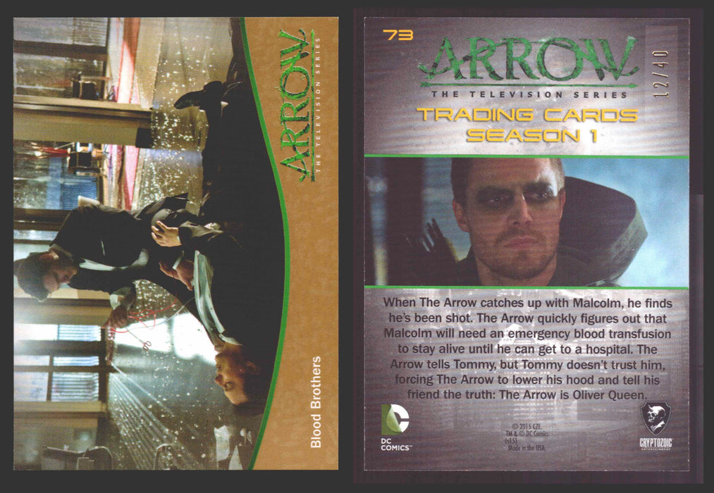 Arrow Season 1 Gold Parallel Base Trading Card You Pick Singles #1-95 xx/40 #	  73   Blood Brothers  - TvMovieCards.com