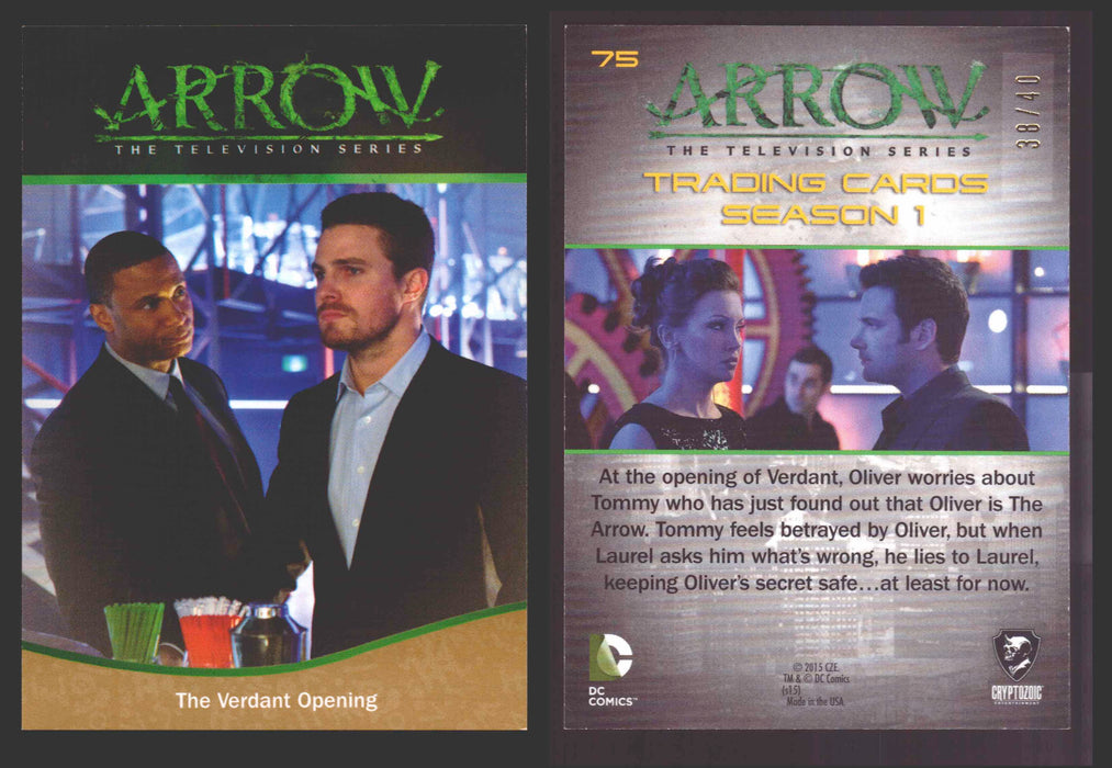 Arrow Season 1 Gold Parallel Base Trading Card You Pick Singles #1-95 xx/40 #	  75   The Verdant Opening  - TvMovieCards.com