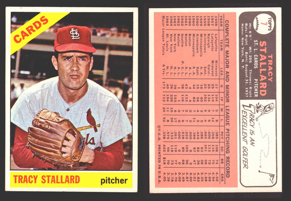 1966 Topps Baseball Trading Card You Pick Singles #1-#99 VG/EX #	7 Tracy Stallard - St. Louis Cardinals  - TvMovieCards.com