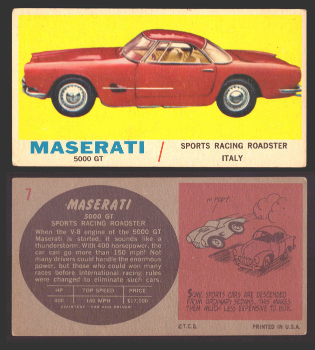 1961 Topps Sports Cars (Gray Back) Vintage Trading Cards #1-#66 You Pick Singles #7 Maserati 5000GT  - TvMovieCards.com