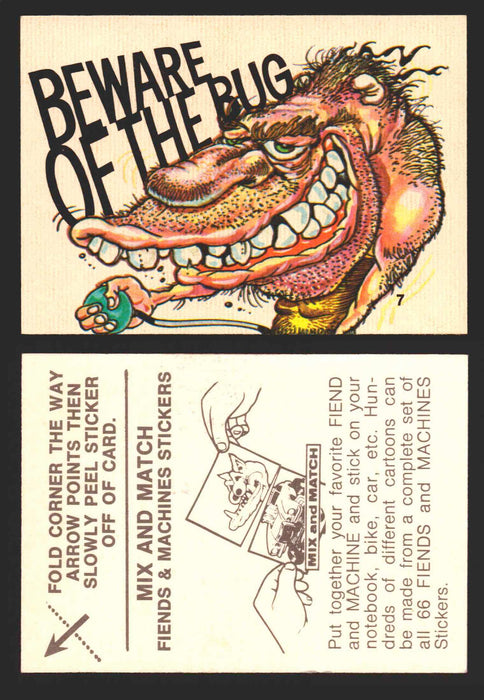 1970 Fiends and Machines Stickers Trading Card You Pick Singles #1-66 Donruss 7	Beware Of The Bug  - TvMovieCards.com