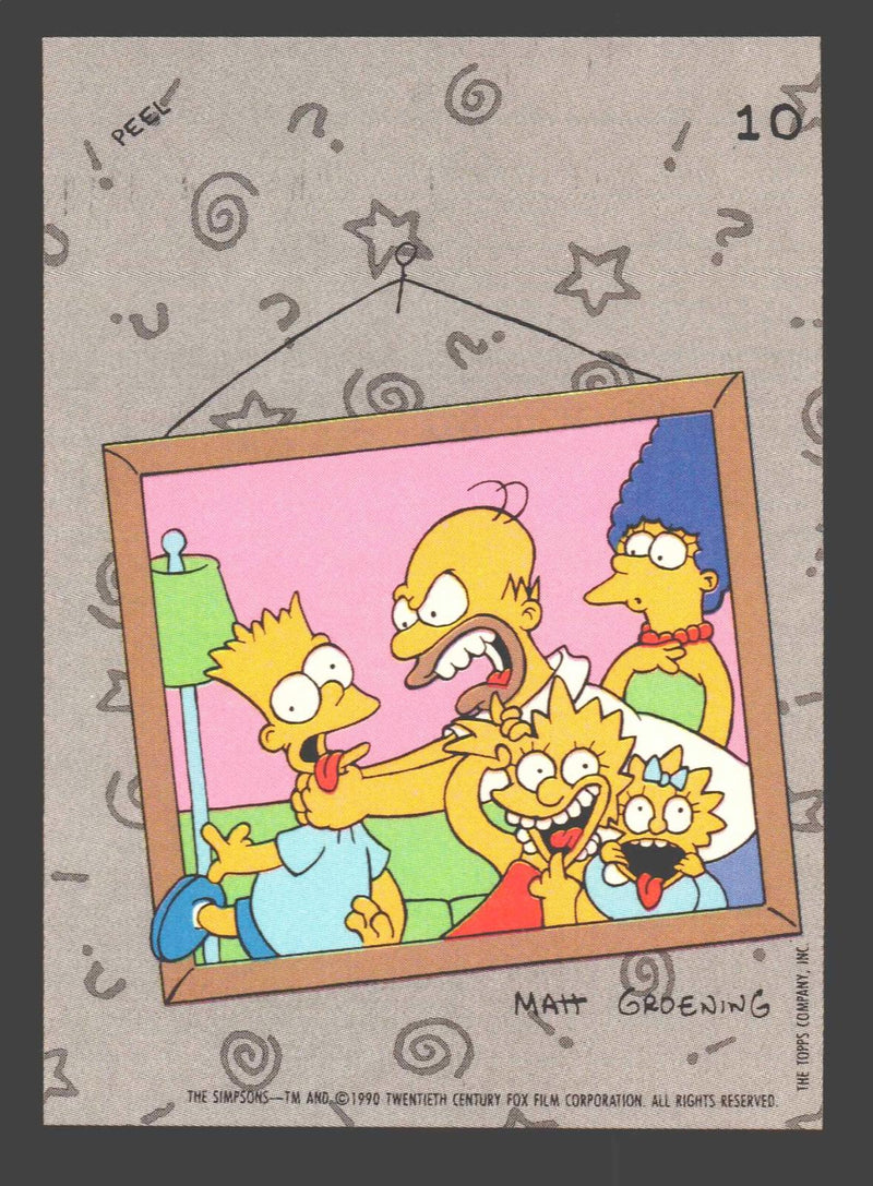 1990 Topps The Simpsons #10 Simpson's Family 'Portrait' Stickers Tradi ...