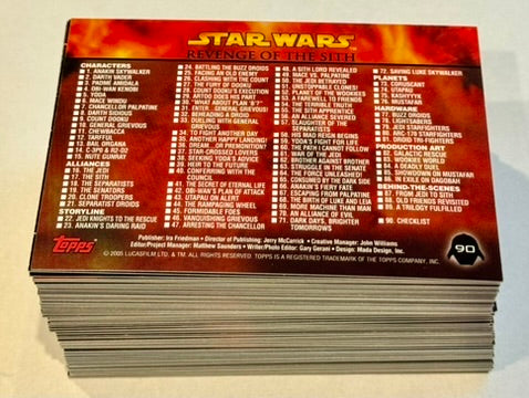 2005 Star Wars Episode 3 Revenge of the Sith Base Trading Card Set 90 Cards Topps - TvMovieCards.com