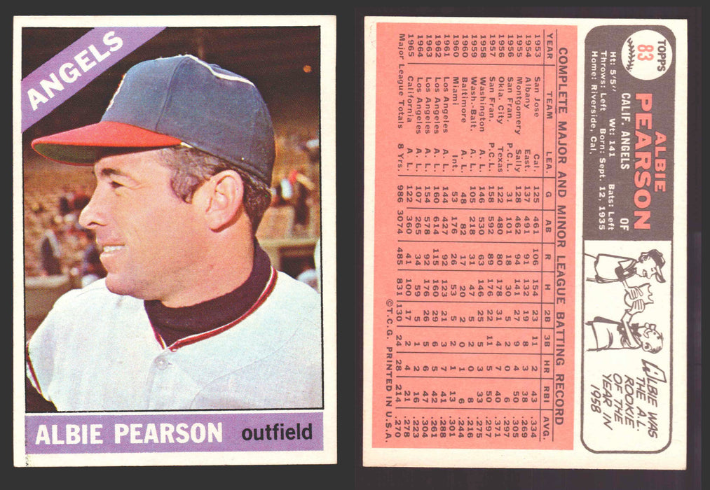 1966 Topps Baseball Trading Card You Pick Singles #1-#99 VG/EX #	83 Albie Pearson - California Angels  - TvMovieCards.com