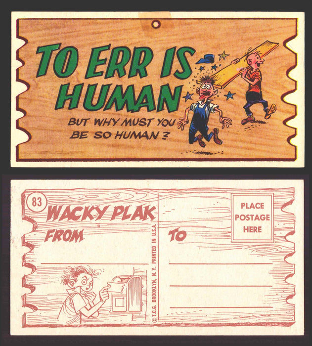 Wacky Plaks 1959 Topps Vintage Trading Cards You Pick Singles #1-88 #	 83   To err is human - but why must you be so human? (Taped)  - TvMovieCards.com