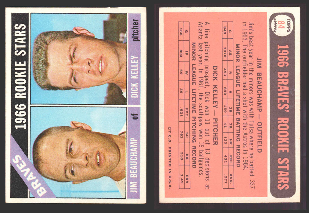 1966 Topps Baseball Trading Card You Pick Singles #1-#99 VG/EX #	84 Braves Rookies - Jim Beauchamp / Dick Kelley RC  - TvMovieCards.com