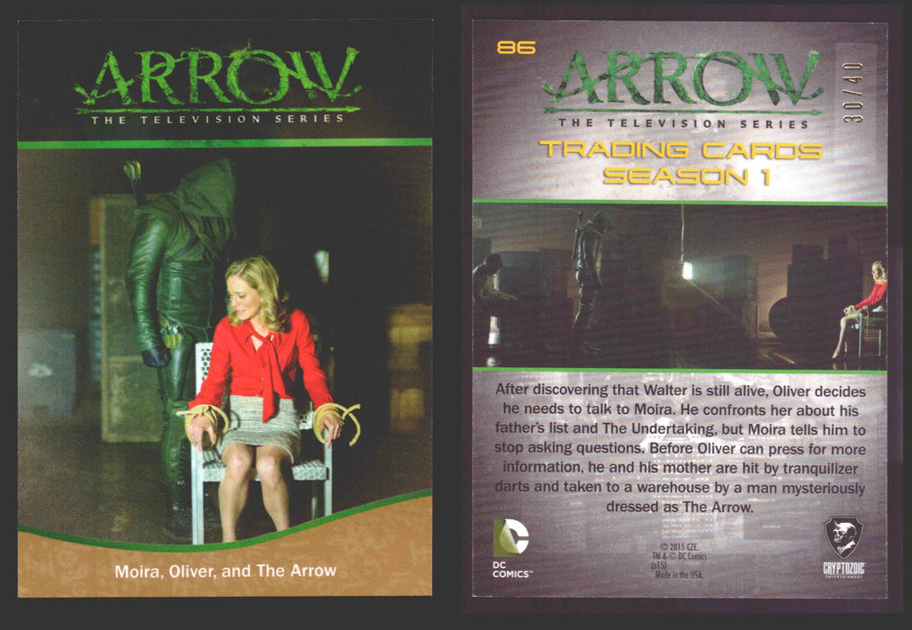 Arrow Season 1 Gold Parallel Base Trading Card You Pick Singles #1-95 xx/40 #	  86   Moira Oliver and The Arrow  - TvMovieCards.com