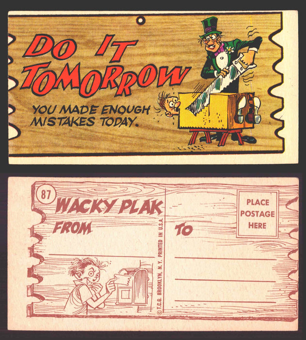Wacky Plaks 1959 Topps Vintage Trading Cards You Pick Singles #1-88 #	 87   Do it tomorrow - You made enough mistakes today  - TvMovieCards.com