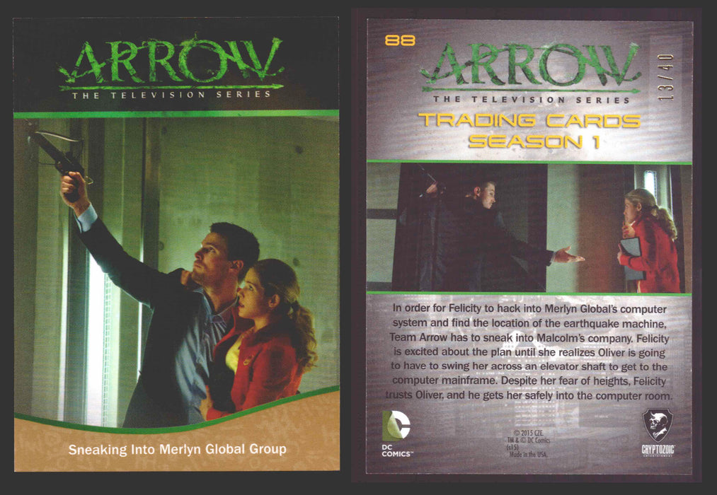 Arrow Season 1 Gold Parallel Base Trading Card You Pick Singles #1-95 xx/40 #	  88   Sneaking Into Merlyn Global Group  - TvMovieCards.com