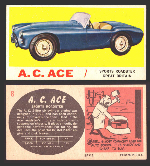 1961 Topps Sports Cars (White Back) Vintage Trading Cards #1-#66 You Pick Singles #8   A. C. Ace  - TvMovieCards.com