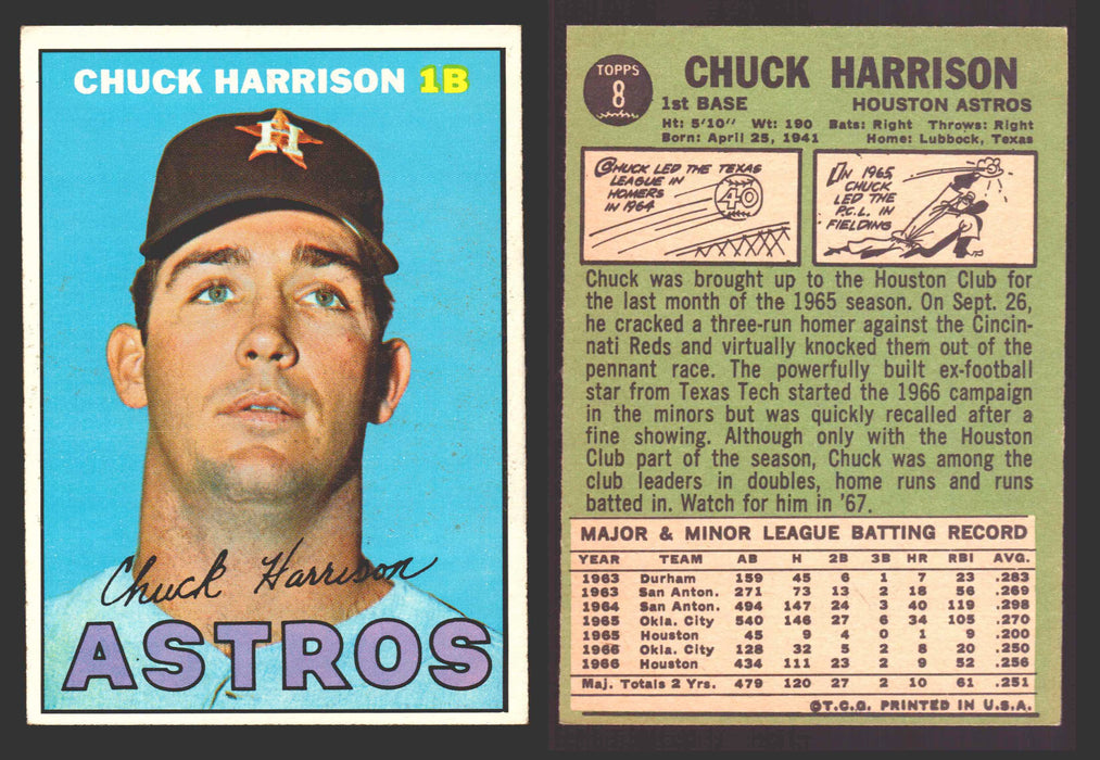 1967 Topps Baseball Trading Card You Pick Singles #1-#99 VG/EX #	8 Chuck Harrison - Houston Astros  - TvMovieCards.com
