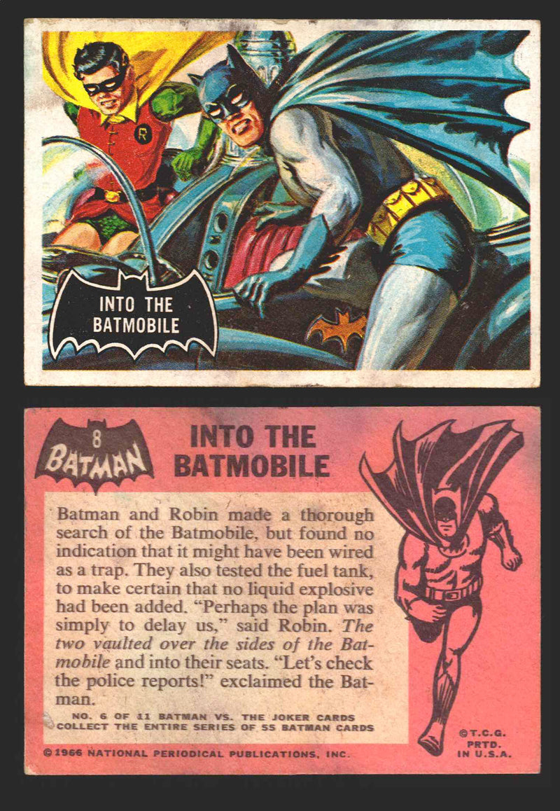 1966 Batman (Black Bat) Vintage Trading Card You Pick Singles #1-55 #	  8   Into the Batmobile  - TvMovieCards.com