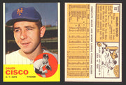 1963 Topps Baseball Trading Card You Pick Singles #1-#99 VG/EX #	93 Galen Cisco - New York Mets  - TvMovieCards.com