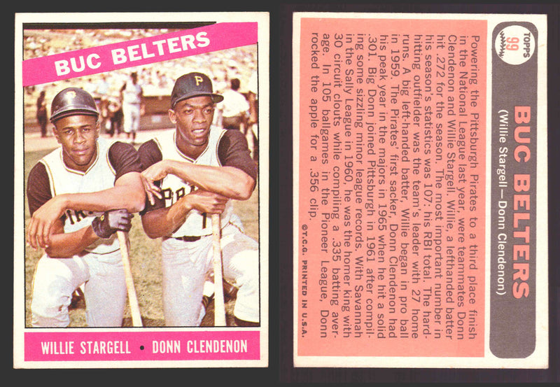 1966 Topps Baseball Trading Card You Pick Singles #1-#99 VG/EX #	99 Buc Belters - Willie Stargell / Donn Clendenon  - TvMovieCards.com