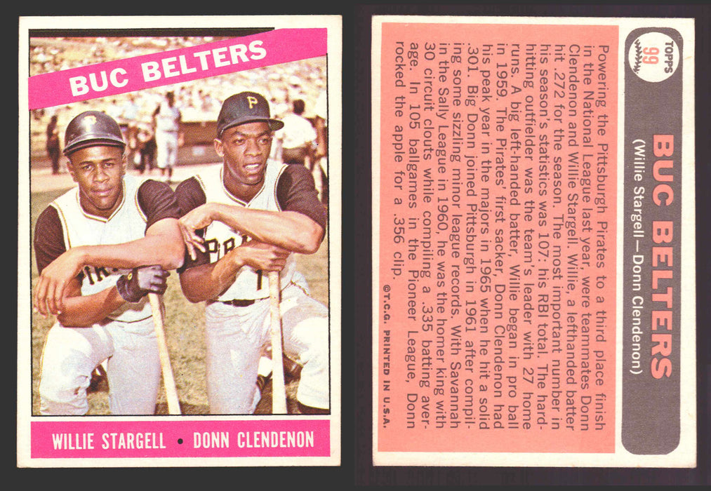 1966 Topps Baseball Trading Card You Pick Singles #1-#99 VG/EX #	99 Buc Belters - Willie Stargell / Donn Clendenon  - TvMovieCards.com