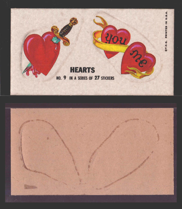 1967 Disgusting Disguises Sticker Trading Card You Pick Singles #1-27 #	  9   Hearts  - TvMovieCards.com