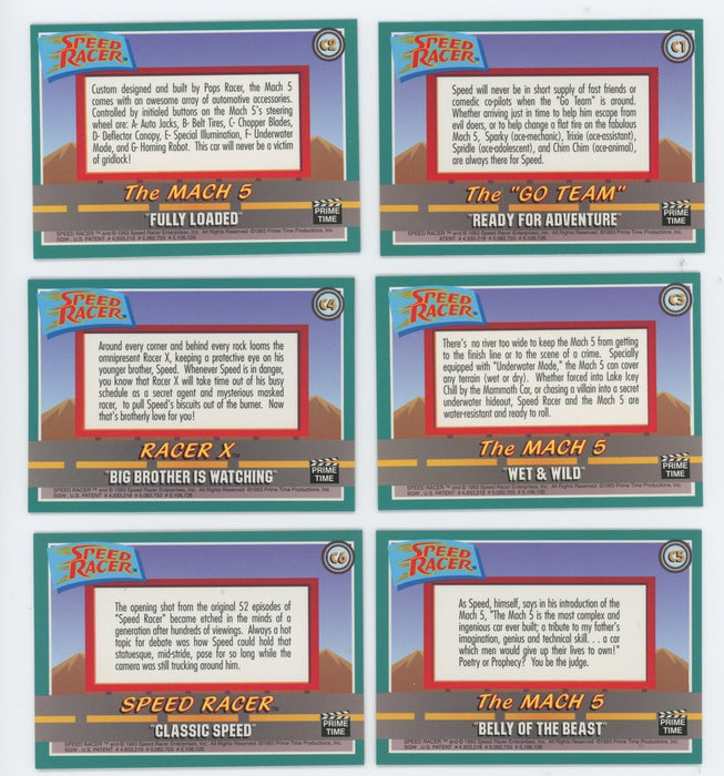 Speed Racer Chrome Chase Card Set  C1 - C6  6 Cards Prime Time 1993   - TvMovieCards.com