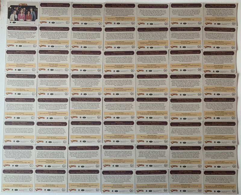 Cheers TV Show Seasons 1-4 Premiere Edition Trading Card Base Set 99 Cards - TvMovieCards.com